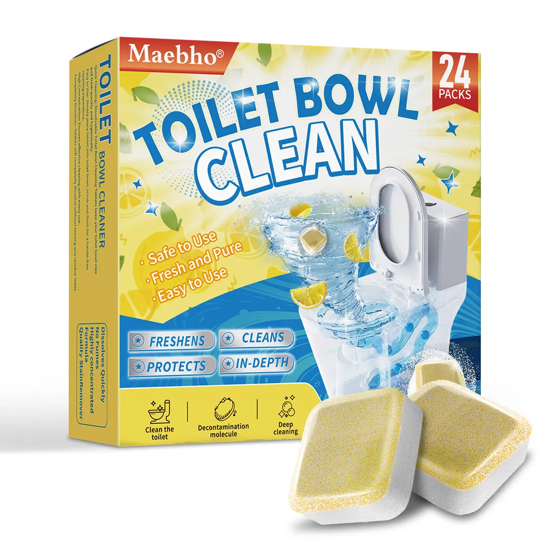 Effervescent Toilet Bowl Cleaner Tablets – Fizzing Action Removes Urine Scale & Limescale, Household Descaler